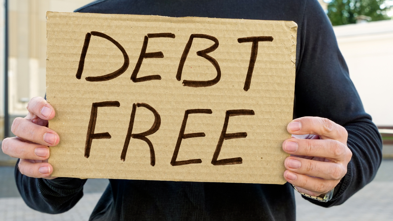 Debt free sign